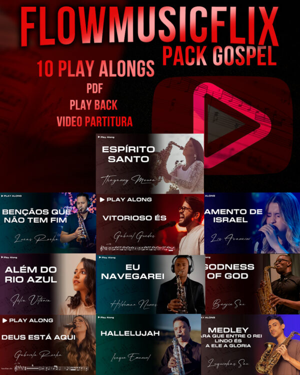 Pack 10 Play Alongs Gospel + playback + partitura + Video partitura Sax Alto Eb - Image 4