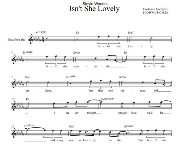 KIT Play Along + playback + partitura Isn't she lovely  Stevie Wonder Sax Alto Eb + Partitura + video partitura - Image 2