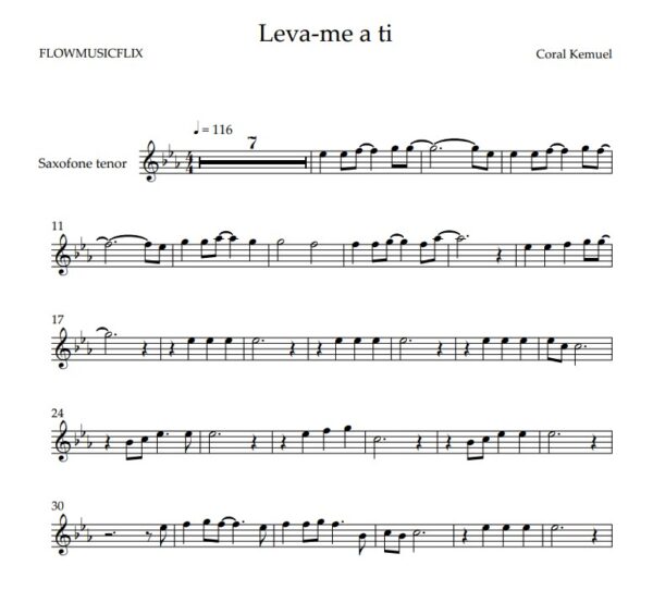KIT Play Along + playback + partitura LEVA-ME A TI CORAL KEMUEL Sax Tenor e Soprano + Partitura + video partitura - Image 2