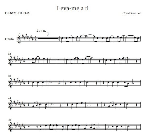 KIT Play Along + playback + partitura LEVA-ME A TI CORAL KEMUEL Violino e Flauta C + Partitura + video partitura - Image 2