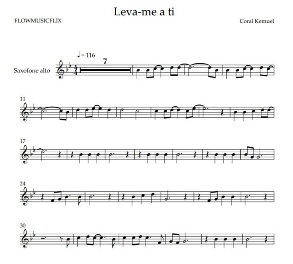 KIT Play Along + playback + partitura LEVA-ME A TI CORAL KEMUEL Sax Alto Eb + Partitura + video partitura - Image 2